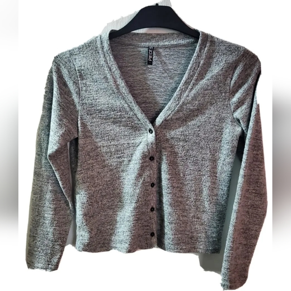 PIECES size S grey cardigan supersoft 8/10 uk approx - Picture 1 of 5